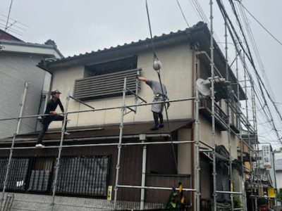 山科区西野大手先町　屋根修繕・外壁塗装　着工